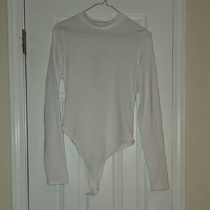 White Long Sleeve Mock Neck Bodysuit